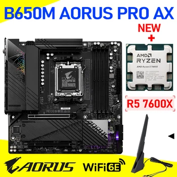 Gigabyte B650M AORUS PRO AX WIFI 6E дънната Платка на AMD AM5 Комбиниран комплект RYZEN R5 7600X MATX Процесор Детска дънна платка DDR5 128 G PCIe 5,0 М2