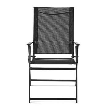 Greyson Square Комплект от 2 сгъваеми столове за тераса от неръждаема стомана, бежов стол за къмпинг