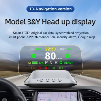 HUD 3D Сензор за размисъл Налобный дисплей С Предупреждение за скорост, Скоростомер, Дисплей, батерия и GPS За Tesla Model 3/Y (След 2019)