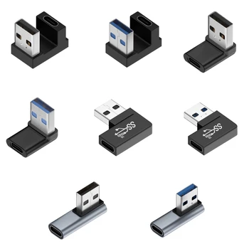 HXBE USB 3.0 съединители за Type C женски 90 градуса правоъгълен удължителен кабел USB C