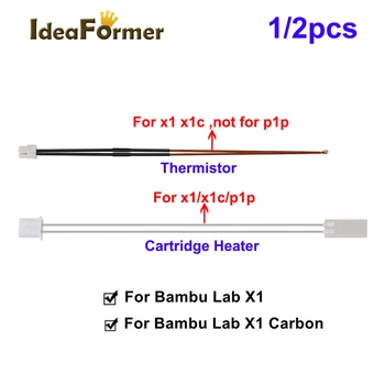 IdeaFormer 1/2 бр. Термистор и Керамични Нагревательная Табела За Bambu Lab X1/X1-Carbon/P1P 3D Принтер Hotend Нагревателен Патрон на 24 80 W