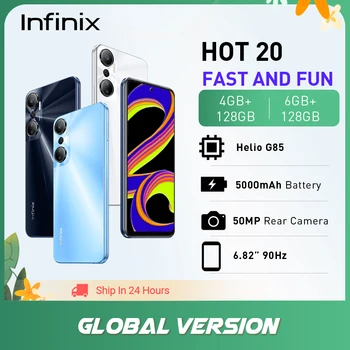 Infinix HOT 20 Смартфон 6,82 инча 90 Hz Екран Хелио G85 Мобилен Телефон 50MP Камера за Задно виждане 5000 mah Батерия