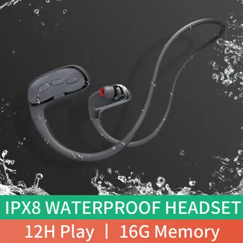 IPX8 Водоустойчив Bluetooth Слушалки Безжични Стерео Слушалки БТ Спортни Слушалки Слушалки с Карта Памет 16 GB за Xiao Mi Хуа Уей