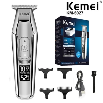 Kemei KM-5027 Професионална машина за подстригване на коса за мъже, машинка за оформяне на брада, фризьорски бръснач, машина за подстригване на коса, безжична акумулаторна
