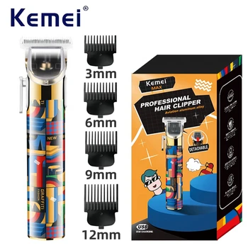 Kemei KM-MAX5087 тример за коса, професионална машина за рязане на коса, електрическа пишеща машина за подстригване на коса T9, мощен мотор, фризьорски тример за мъже