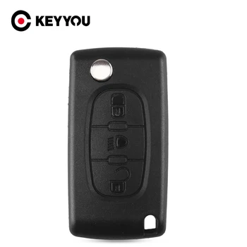 KEYYOU 20x 3 Бутона Flip Дистанционно на Ключа на Автомобила Калъф във формата На Миди Ключодържател за Citroen C2 C3 C4 C5 C6 C8 CE0523 VA2 Нож
