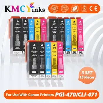 KMCYinks 3 комплект Касети с мастило за принтера PGI470 CLI471 PGI-470 CLI-471, Съвместим с Canon PIXMA MG5740 MG8640 TS5040 TS6040 TS5040