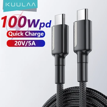 KUULLAA PD 100 W USB Кабел C-Type C QC 3,0 Бързо Зареждане на 4.0 И Кабел За Данни Бързо Зареждане За Samsung iPhone Macbook Pro Кабел USBC