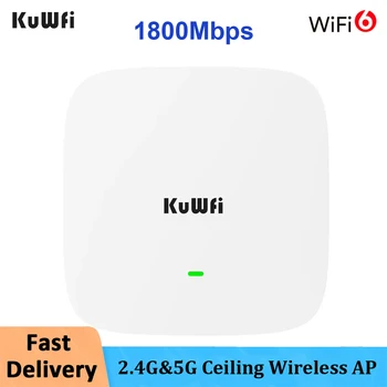 KuWFi WiFi Таванна Безжична точка за достъп за WIFI 6/1800 Mbps Безжичен 5,8 G 2,4 G WIFI Рутер, Точка за достъп Amplie 48 POE Великолепна точка за достъп 250 М