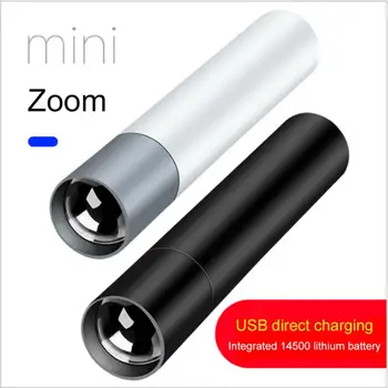 Led мини-факли USB акумулаторна фенерче Водоустойчив мощен телескопична фенерче ключодържател-фенерче, за разходки къмпинг