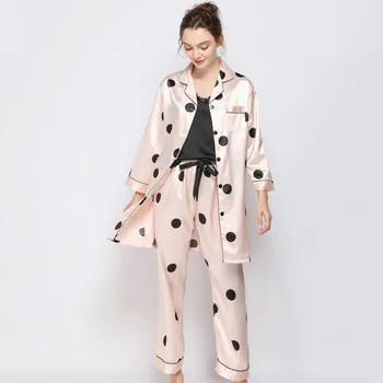 Lisacmvpnel, пижамный комплект от 3 теми, женски, V-образно камизола, панталони с лък, без пижамный комплект