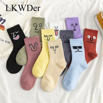 LKWDer 1 Двойка от Унисекс, Дамски Чорапи с Изненада, Забавни Разноцветни Чорапи в стил Харадзюку, Е израз на индивидуалност, Мъжки Памучни сладки Размери 35-42