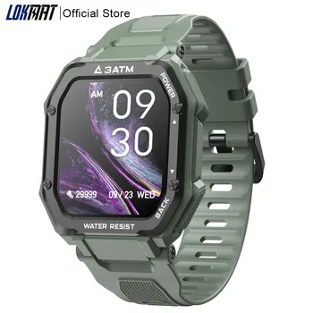 LOKMAT умен часовник със сензорен екран, мъжки Bluetooth, водоустойчив, монитор на сърдечния ритъм, сън, фитнес тракер, умни часовници за Android и IOS