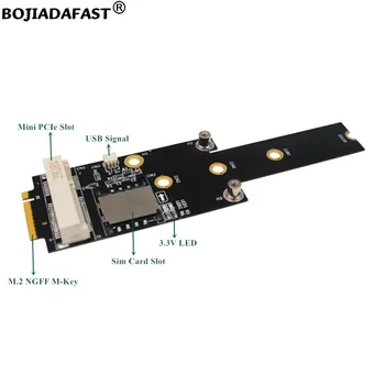Mini PCI-E 52Pin към интерфейса на M. 2 NGFF Key-M Безжичен Адаптер с гнездо за SIM-карти Поддържа GSM 3G, 4G LTE Модем и Wifi модул