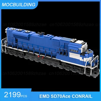MOC Строителни Блокове на ДЕП SD70ACe CONRAIL 1/42-аз Мащабна Модел на Влака САМ Събрание Тухли Транспортиране Творчески Играчки, Подаръци 2199 бр.