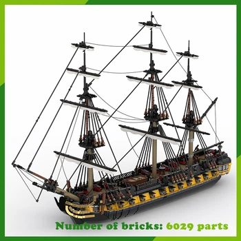 MOC Строителни блокове Фрегата тухли боен модел на военен кораб, САМ креативна играчка за сглобяване на кораба коледен подарък, подаръци за рожден ден