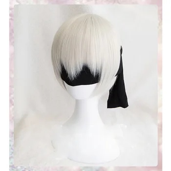 NieR: Automata 9S сребристо-бяла перука YoRHa № 9 Модел S Мъжка перука за cosplay в стил аниме