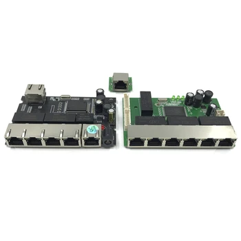 OEM PBC 8-port Gigabit Ethernet switch 8-port met 8-пинов конектор 10/100/1000 m hub 8-port конектор за захранване на печатна платка OEM schroef gat