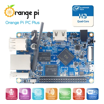Orange Pi PC Плюс 1G RAM и 8 GB Emmc-светкавица, мини-одноплатный компютър с отворен код, подкрепа 100 М порт Ethernet/ Wifi / Фотоапарат / Hdmi/IR/микрофон