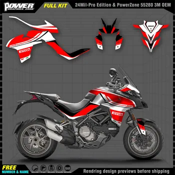 PowerZone Потребителски среди с графика на екипа, етикети, набор от стикери 3M за мотоциклет DUCATI 2018 Multistrada 1260 002