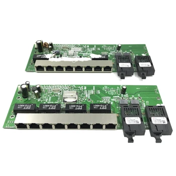 Reverse switch PoE 10/100/1000 м Gigabit Ethernet оптичен однорежимный 8 RJ45 2 SC fiber Motherboard1.25 грама на 20 км