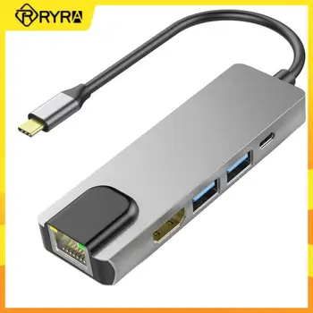 RYRA C USB Хъб Type C До 4K, HDMI-Съвместим С докинг станция, RJ-45 Ethernet с Няколко Разветвителями За MacBook Pro, iPad Air Xiaomi