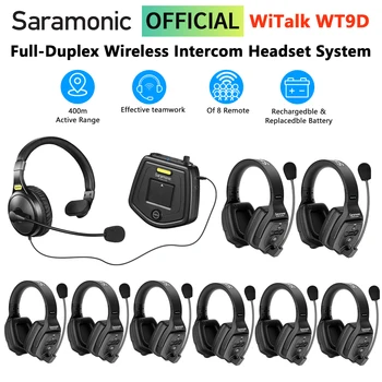 Saramonic Witalk WT9D Полнодуплексная безжична слушалка, домофонна Система за връзка на командния слушалки с Микрофон за снимките на сцена на спорта