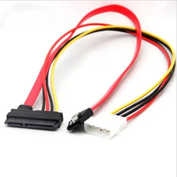 SATA разход на 15-пинов захранващ кабел и 7-пинов кабел за предаване на данни, 4-пинов Molex към сериен кабел, Molex към адаптер на захранване Sata 44 см