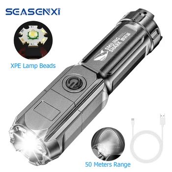 SEASENXI Мини Led Фенерче USB Акумулаторна Супер Ярък Факел ABS Лек Фенерче С Твърдост Домакински Открит Преносим