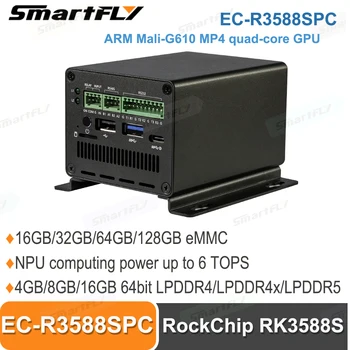 Smartfly ЕО R3588SPC Rockchip RK3588S 8K Промишлен мейнфрейм 8nm Cortex-A76 NPU 6Tops Поддържа настолен компютър с Android и Ubuntu сървър