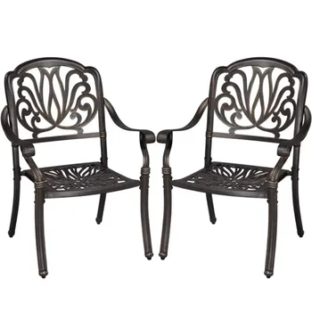 SmileMart, алуминиеви улични столове за бистро от античен бронз със спираловиден дизайн, комплект от 2