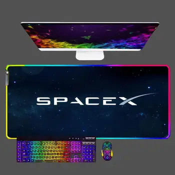 SpaceX Игри RGB Подложка За мишка Голям XXL Мини PC Геймерский Подложка За Мишка Офис Гумена Подложка За Клавиатура за Преносим Компютър С Led Подсветка Настолни Тампони