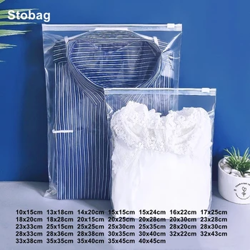 StoBag 50 бр., прозрачна опаковка за дрехи, чанти с цип, пластмасови прозрачни пътни запечатани торби за многократна употреба, за съхранение на компресиран на едро