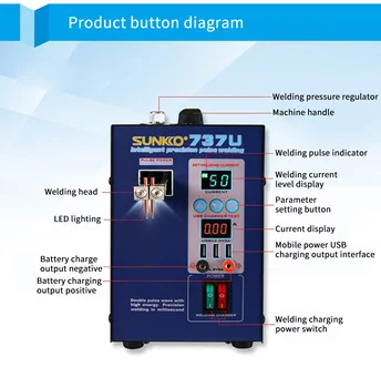 SUNKKO737U такса за малки мобилни устройства Treasure 18650 литиево-йонна акумулаторна батерия зареждане за спот заваряване