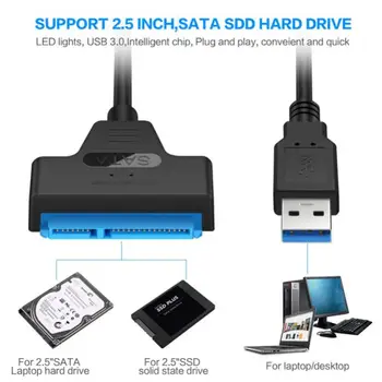 USB 2.0-SATA 22pin кабел-адаптер Конвертор HDD SSD свързващ кабел тел за 2,5-инчов твърд диск за твърди дискове