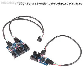 USB 9pin карта за разширяване на мъжки от 1 до 2/4 женски удължителен кабел адаптер печатна платка 2.0 хъб за десктоп дънна платка на Едро