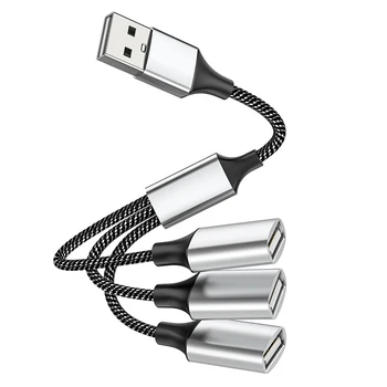 USB към USB 2.0 Тройна USB Port Hub OTG Кабел-Адаптер Преобразувател За зареждане на Данни USB-Удължител-Сплитер, USB a-3