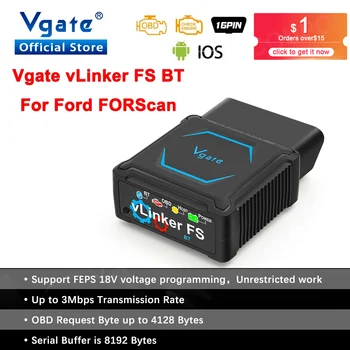 Vgate vLinker FS ELM327 Bluetooth за Android/IOS За Ford FORScan HS MS CAN ELM 327 OBD 2 OBD2 Авто Диагностичен Скенер Инструменти