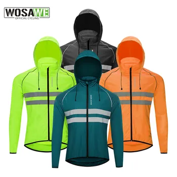 WOSAWE, мъжка велосипедна яке с качулка, светоотражающая ветрозащитная ветровка за пешеходни разходки, езда, планинско колоездене, планинско колоездене, мрежест жилетка, ветровка