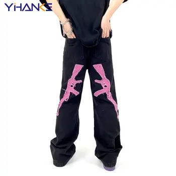 Y2K Дамски Модни Дънки С Висока Талия, Свободни Дънки с широки Штанинами, Дамски Дънки Тип Гадже Голям Размер, Градинска Дрехи, Дамски Дънки За майките