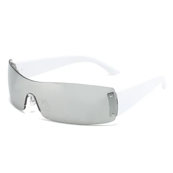 Y2K, слънчеви очила с миризмата на дамски луксозни маркови дизайнерски слънчеви очила в стил пънк, мъжки модни очила с нитове, очила с UV400