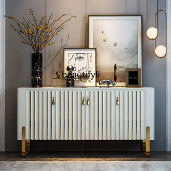 yj Достъпен шкаф за вход от каменни плочи в стил луксозен, модерен минималистичен гардероб, италиански шкаф-бюфет за съхранение