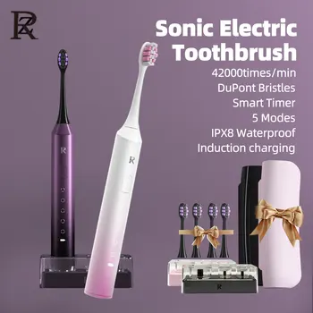 ZR Sonic Акумулаторна електрическа четка за зъби е Електрическа четка за зъби Z9 5-зъбни от преносим пътен калъф Интелигентен таймер IPX8 водоустойчив
