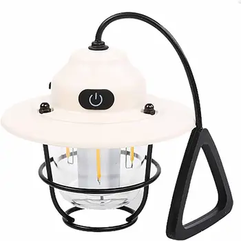 Акумулаторна лампа за къмпинг, 4-защитен led фенер, ретро водоустойчив фенер за къмпинг, промяна на цвета и яркостта на светлината