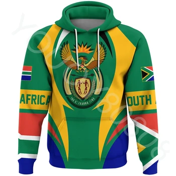 Африка регион Hoody с качулка мъжки пуловер Harajuku Hoody с лампа на принтом Южна Африка флаг Пуловер с качулка