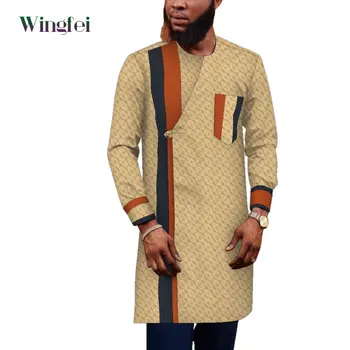 Африканска риза за мъжете, блуза дашики, ежедневни африканска мъжки дрехи, риза в стил мозайка с дълъг ръкав, мъжки caftans Абая WYN1673