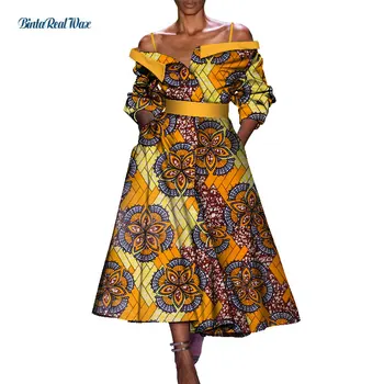 Африкански рокли за жени с принтом под формата на Африка, рокли-тренчи с джапанки, Vestidos, африканска сватба парти, жените рокли в Анкара, WY7895