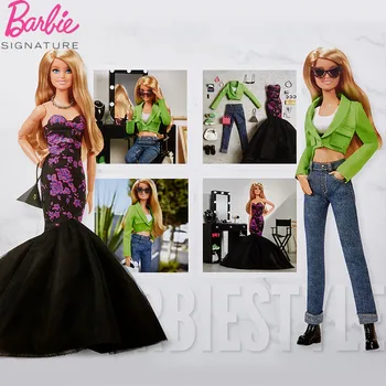 Барби Signature @BarbieStyle, напълно мода кукла-руса жена във вечерна рокля, аксесоари за костюми, подарък за колекционери HBX98