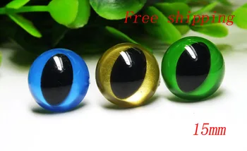 Безплатна доставка 60 бр./лот--- 15 мм безопасна играчка котешки очи и буле-златисто-зелен цвят, който можете да изберете