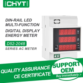 Безплатна доставка CHYT D52-2048 Din-рейк ac 80-300 В 200-450 В 0-100A Активен фактор на мощността на Led Дигитален Мултифункционален м